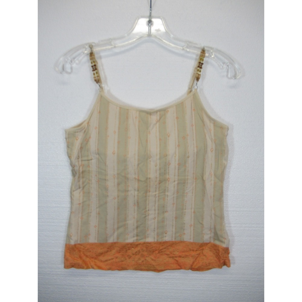Vintage Y2K Beaded Glitter Tank Top Women M Faded Glory Stretch Built in Bra
